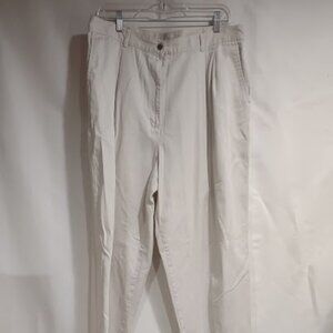 LL BEAN CREAM DRESS SLACKS COTTON POLYESTER FRONT DARTS FOR FIT WOMEN'S 18 REG